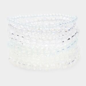 Clear Beaded 9 Piece Stacked Stretch Bracelets Statement Jewelry Accessories